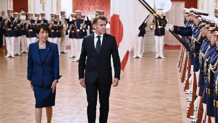 日法領袖會談逢花季　高市與馬克宏開會前先賞櫻