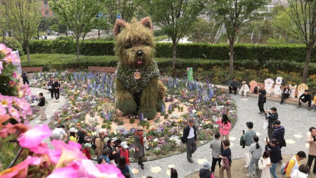 上海國際花卉節　5.2公尺高「潦草小狗」萌翻天