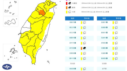 竹縣山區防豪雨  台中以北、嘉義以南等地留意大雨