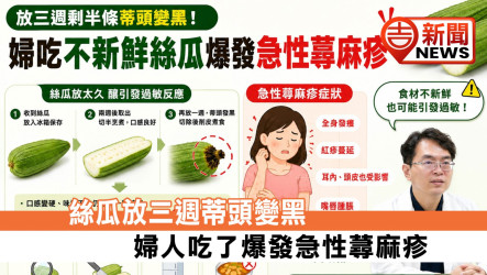 絲瓜放三週蒂頭變黑 婦人吃了爆發急性蕁麻疹