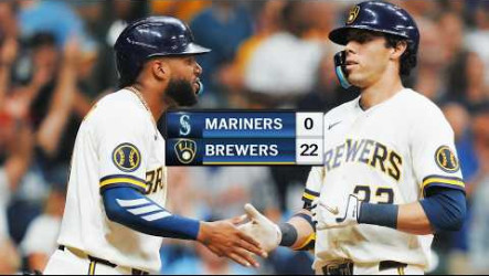 釀酒人22比0痛宰水手　追平MLB近代最大比分完封勝紀錄