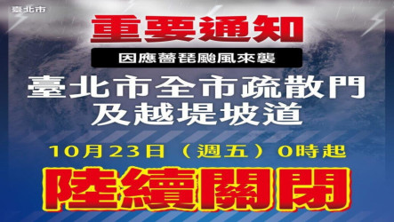 北市23日關閉水門　即起開放全市紅黃線有條件停車