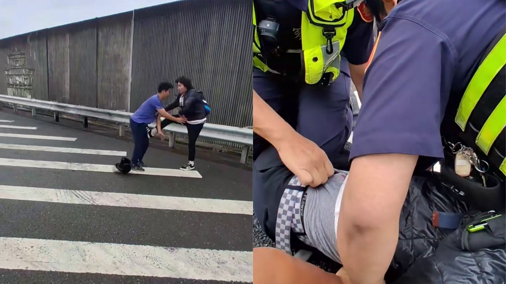 GTA真人版！怪男騎車「逆向衝國道」與駕駛拉扯　警方壓制畫面曝