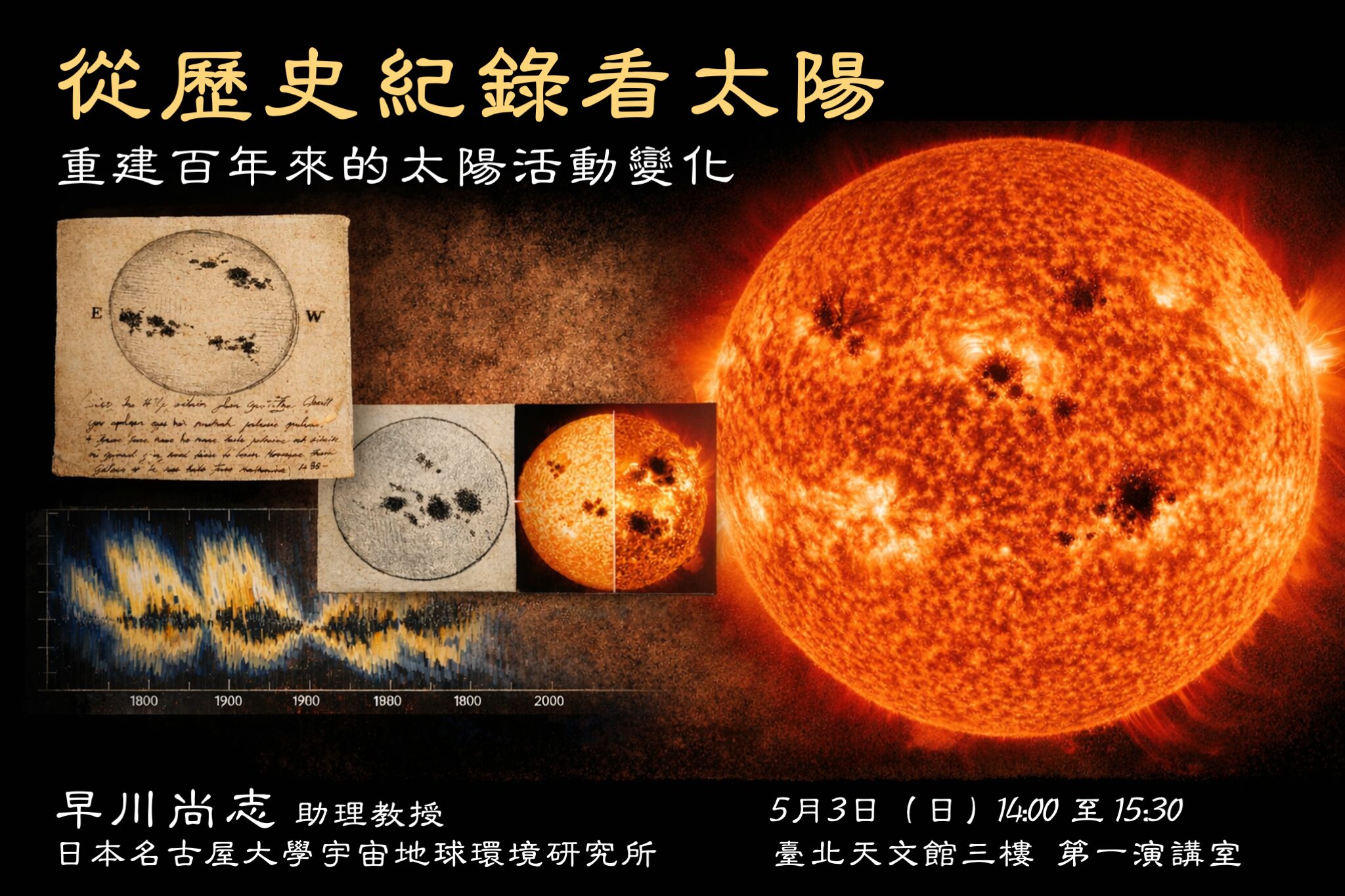臺北天文館5月3日帶您從歷史紀錄解讀太陽的百年變化