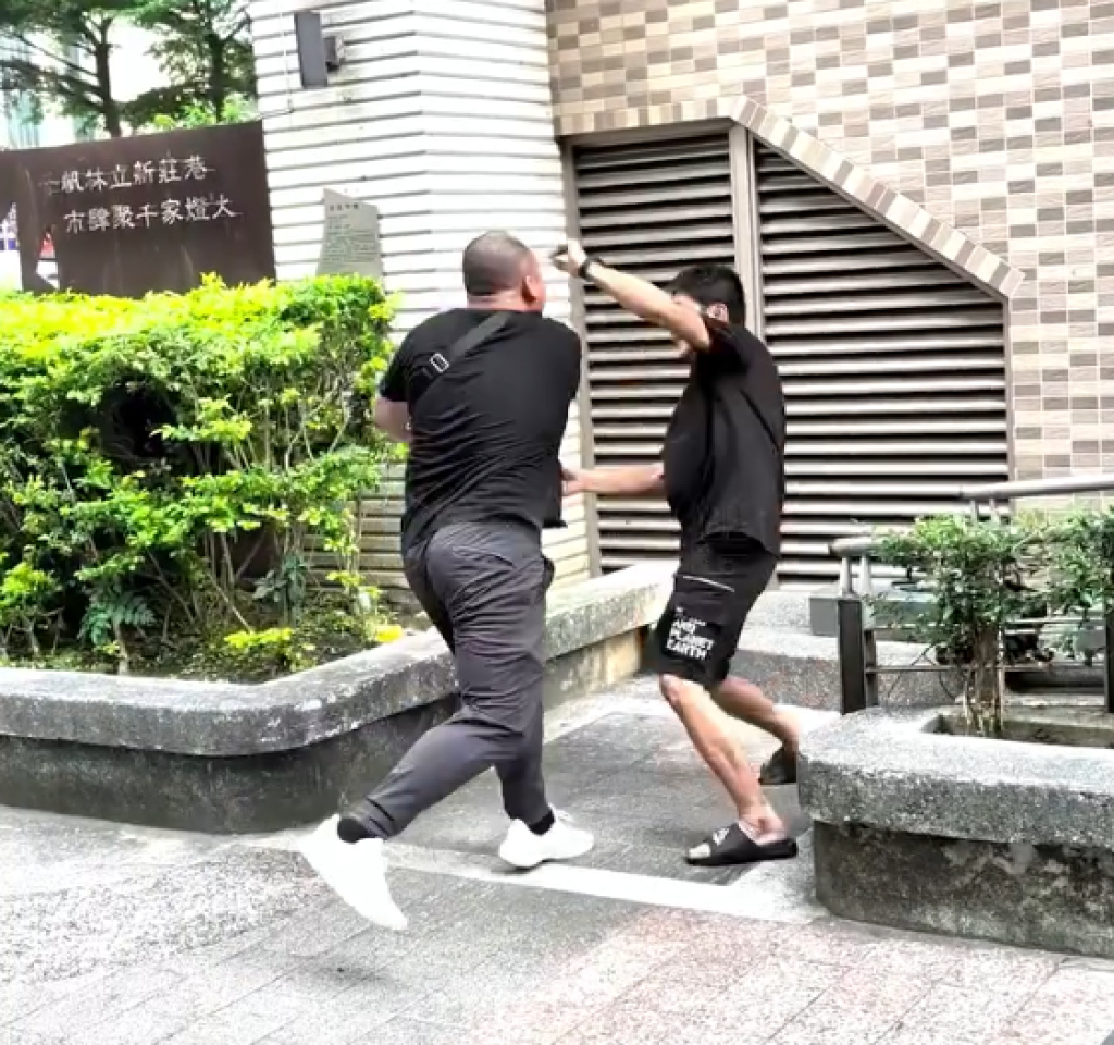 看完武俠小說相約外面練功？ 　新莊圖書館外兩名男子格鬥